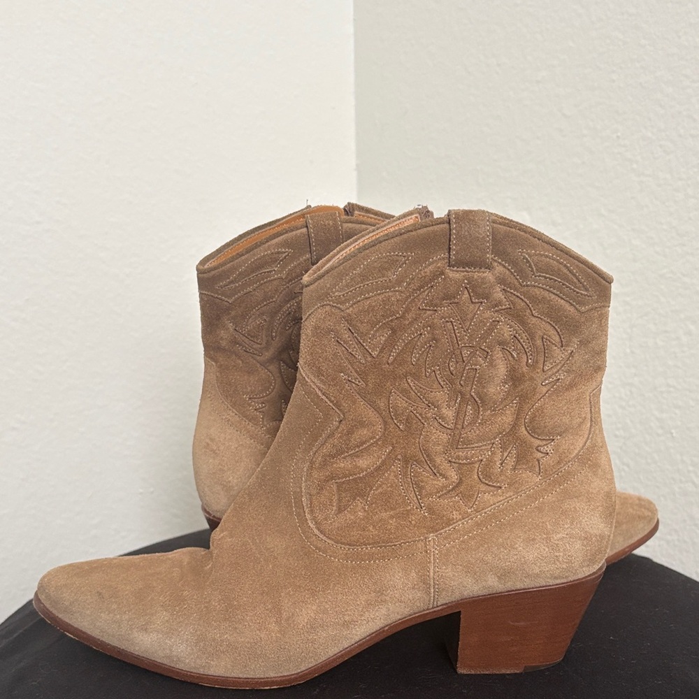 Saint Laurent western Tan Suede Ankle Boots